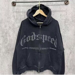 Godspeed Black Hoodie with rhinestones